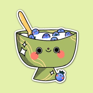 Autocollant vinyle Blueberry Yogurt Bowl / papeterie et illustrations mignonnes et kawaii