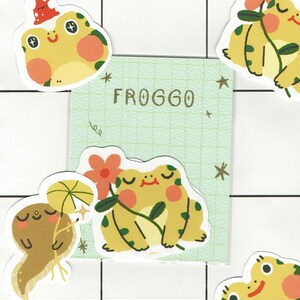 Froggo Sticker pack / Frog and Tadpole illustration stickers / Cute and Kawaii Stationery