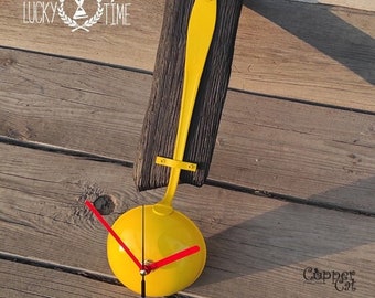 Wooden Wall Clock "Time for dinner" by "Copper Cat Art Group" Home retro decor