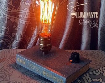 Book lamp Retro Table Lamp "Iluminante" by Copper Cat Art Group Steampunk handwork