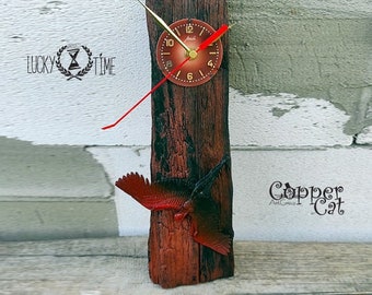Designer Wooden Clock "Icarus"/ Wooden Art / Bracket clock / Natural wood clock design/ Home decor