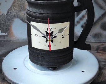 Steampunk Table Clock “Wooden mug”/ Wooden Art / Bracket clock / Natural wood clock design/ Home decor