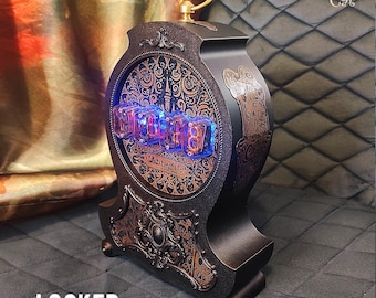 Unique Nixie tube table clock 4xIN-12 «Locker» from the «Copper Cat Art Group»