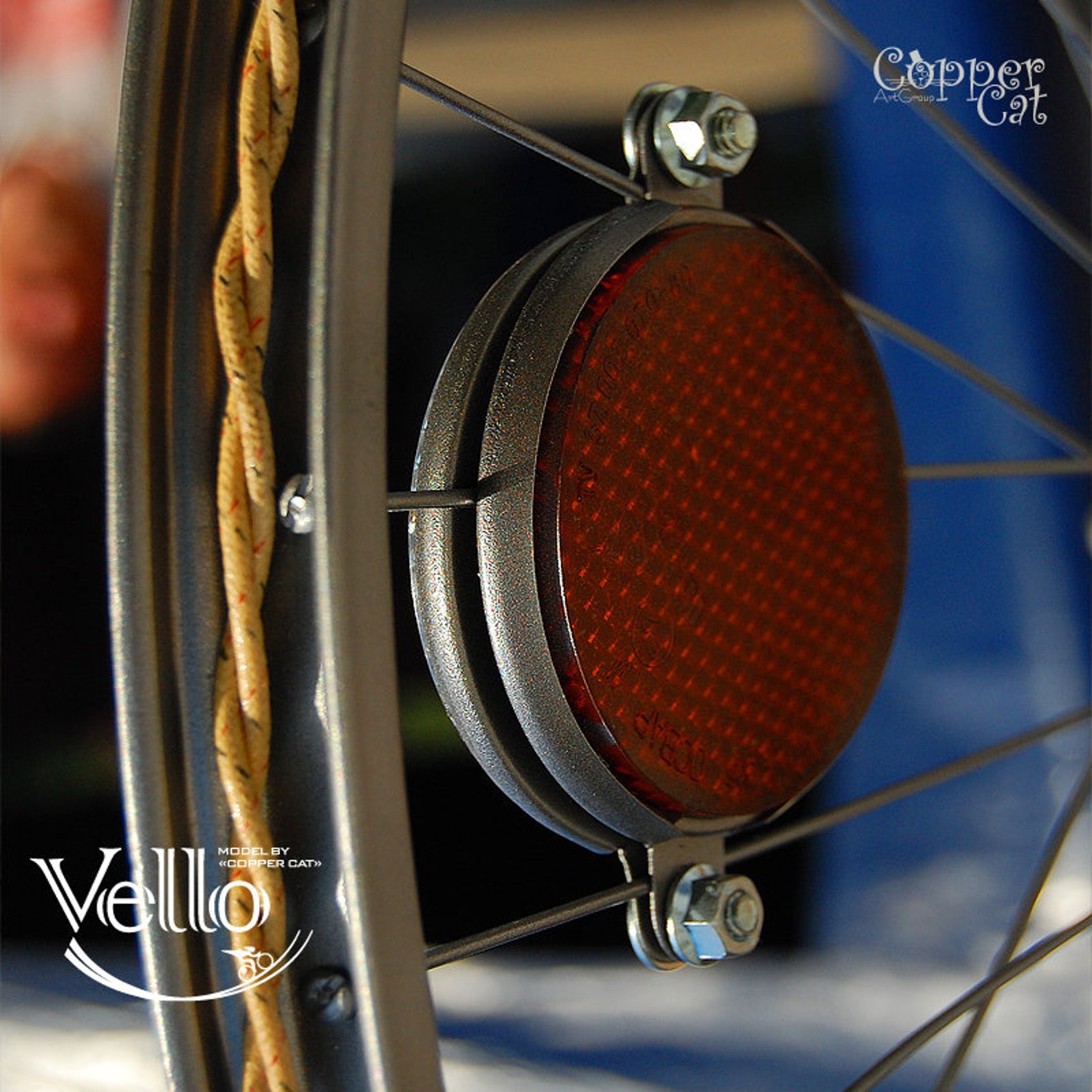 Bicycle Wheel Desk Lamp vello by Copper Cat Art Group Steampunk