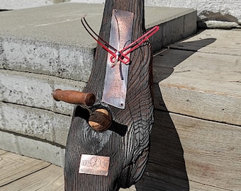 Designer Wooden Clock "Bottle tree and corkscrew"/ Wooden Art / Bracket clock / Natural wood clock design/ Home decor