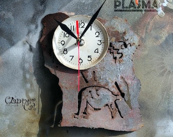 Wall Clock “Primal Plasma LT-2024-15” by “Copper Cat Art Group”/ Metal Art Steampunk Clock / Industrial handmade design / Unique model