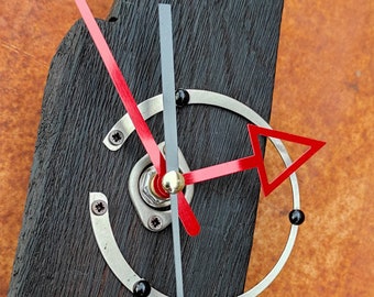 Designer Black Wooden Wall Clock "Photo memories" by “Copper Cat Art Group”/ Bracket clock / Steampunk / Natural wood clock design