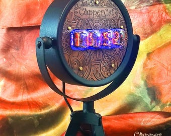 Unique Nixie tube table clock 4xIN-12 «Tripod» from the «Copper Cat Art Group»