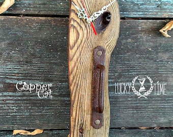 Steampunk Wall Clock "Old door" by Copper Cat Art Group Home retro decor "LuckyTime Project"