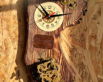 Designer Wooden Wall Clock "LuckyTime Project" by "Copper Cat Art Group" Home retro decor "Eco" & "Recycle"