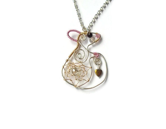 Rat Necklace, Mouse Charm, Dreamcatcher, Wire Wrapped Rodent Rat Necklace, Mouse Charm, Dreamcatcher, Wire Wrapped Rodent