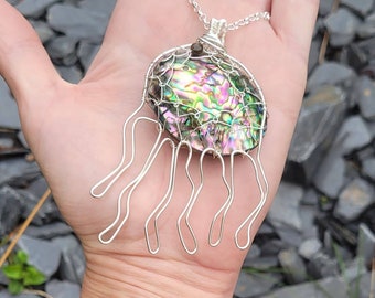 Sterling Silver Abalone Shell Jellyfish Necklace