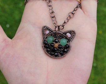 Copper Black Cat Necklace