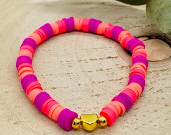 Perlenarmband aus Katsuki Perlen, sommerliches Polymer Armband, schlichtes zartes Armband in pink, Freundschaftsarmband, Geschenk
