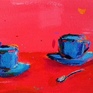 Tee | Wand-Kunst | Original Postkarte Wandkunst | Malerei | Wohnkultur | Küche Dekor