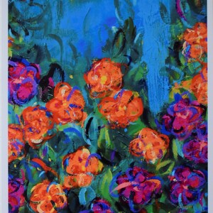 Imprimé fleurs roses et oranges