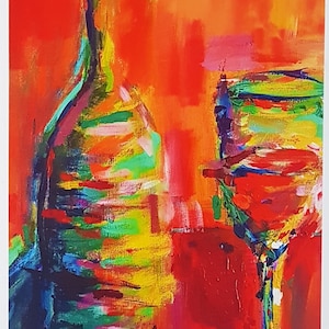 Eine Flasche, ein Glasdruck