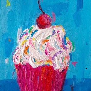 Cupcake | Food Art | Original Postkarte Wandkunst | Malerei | Wohndeko | Küchenkunst