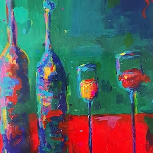 Prosecco und Rotwein Postkarte
