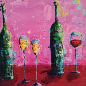 Cartolina quadrata Prosecco e Vino Rosso