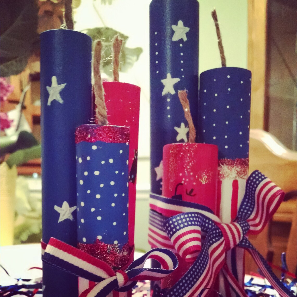 4th of July Decor, American Flag Decor, Fireworks, Wooden Firecrackers