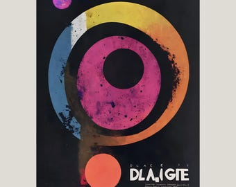 Abstract Geometric Poster, Contemporary Textured Shapes Poster, Vibrant Abstract Art Print, Neon Wall Art Wall Decor