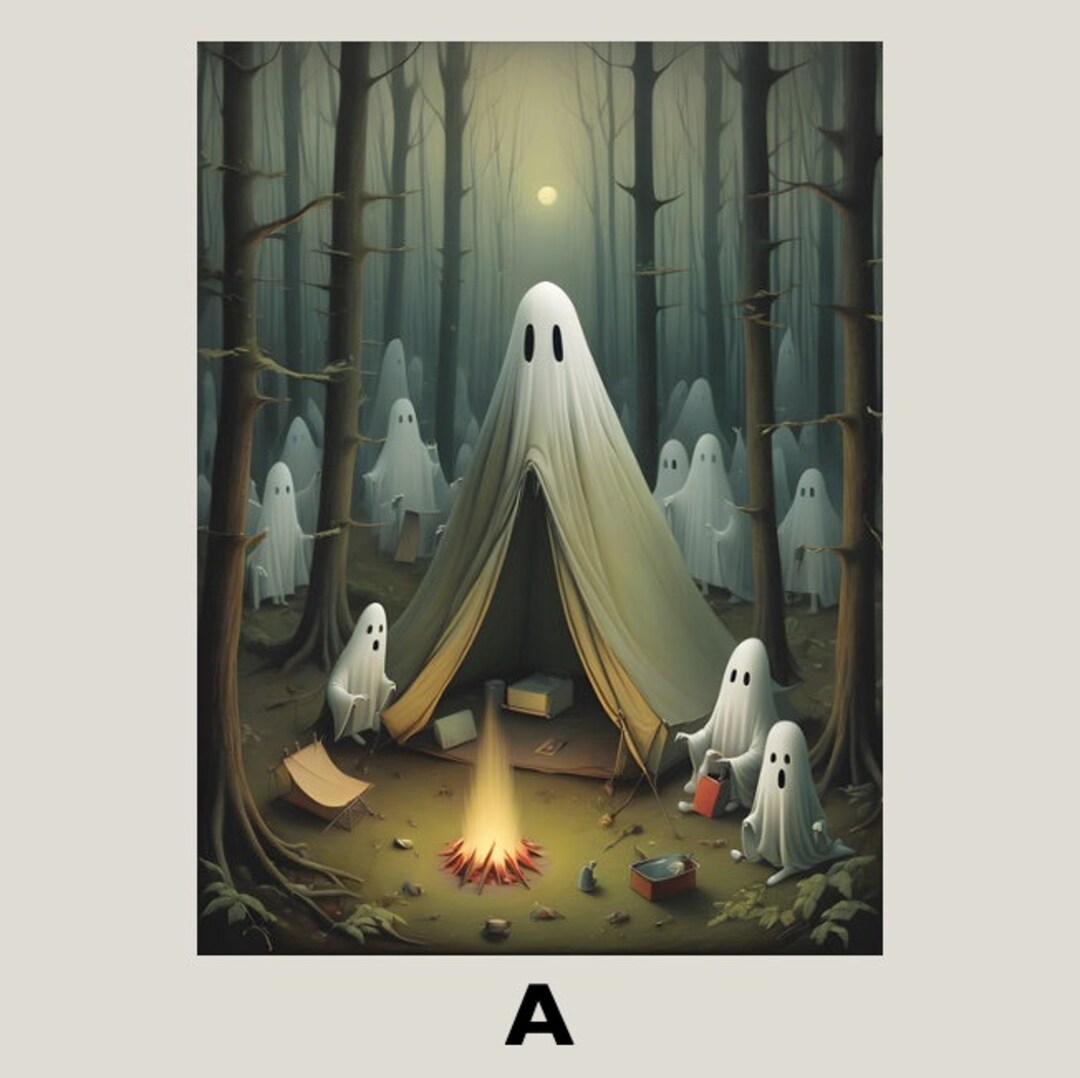 Ghosts Camping Print, Camping Ghost Poster, Gothic Ghost Art Print ...