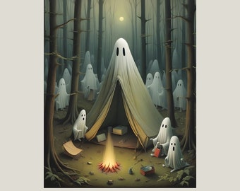 Camping Geist Poster, Gothic Geist Poster, Gothic Geist Kunstdruck, Gothic Wohnkultur Geschenk, Dark Academia, Gothic, Cottagecore, Halloween Kunst