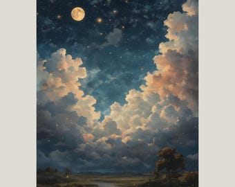 Nachthimmel Poster, Nachthimmel Poster, Mond und Sterne, Nachthimmel Poster, Nachthimmel Poster, Nachthimmel Poster
