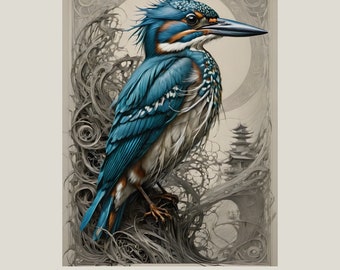 Kingfisher Print, Bird Wall Art, Kingfisher Wall Art, Home Decor Gift