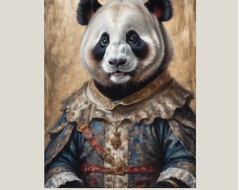 Panda Protrait Print, Animal Portrait Wall Art, Panda Portrait Wall Art, Home Decor Gift