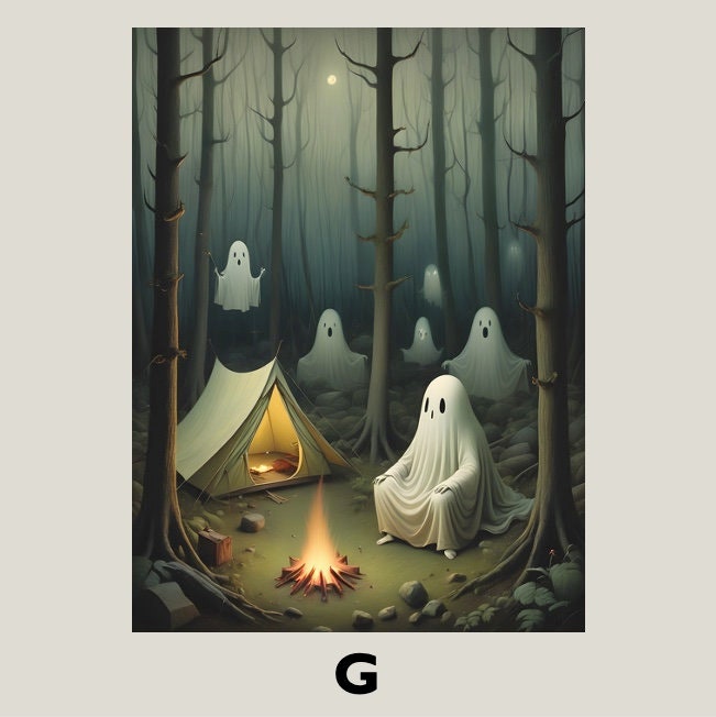 Ghosts Camping Print, Camping Ghost Poster, Gothic Ghost Art Print ...
