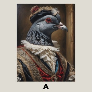 Pigeon Protrait Print, Animal Portrait Wall Art, Bird Portrait Wall Art, Home Decor Gift