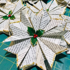 Origami Christmas tree ornament,  Folded book page ornament,