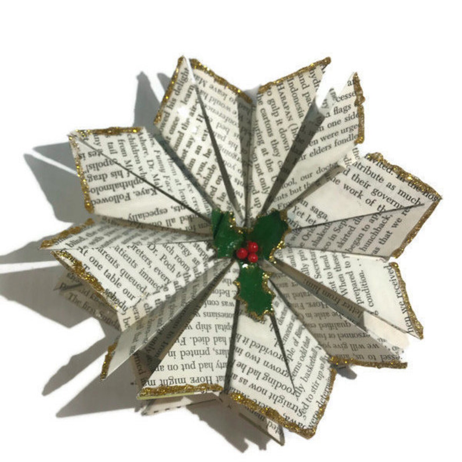 Origami Christmas Tree Ornament Folded Book Page Ornament Etsy