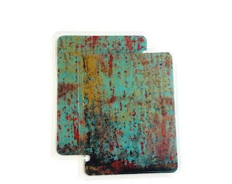 Rustic teal . Disc bound Notebook cover. Planner cover