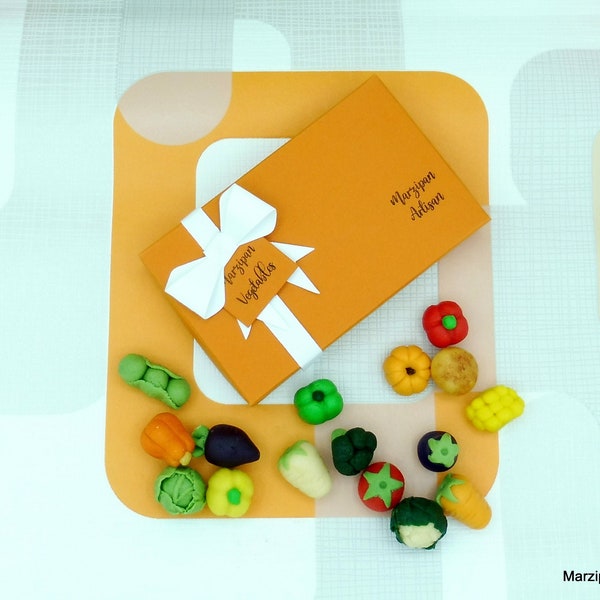 Marzipan-Gemüse-Box mit 15 Neuheit Food-Liebhaber-Geschenk Zuteilung Vegan Feinschmecker