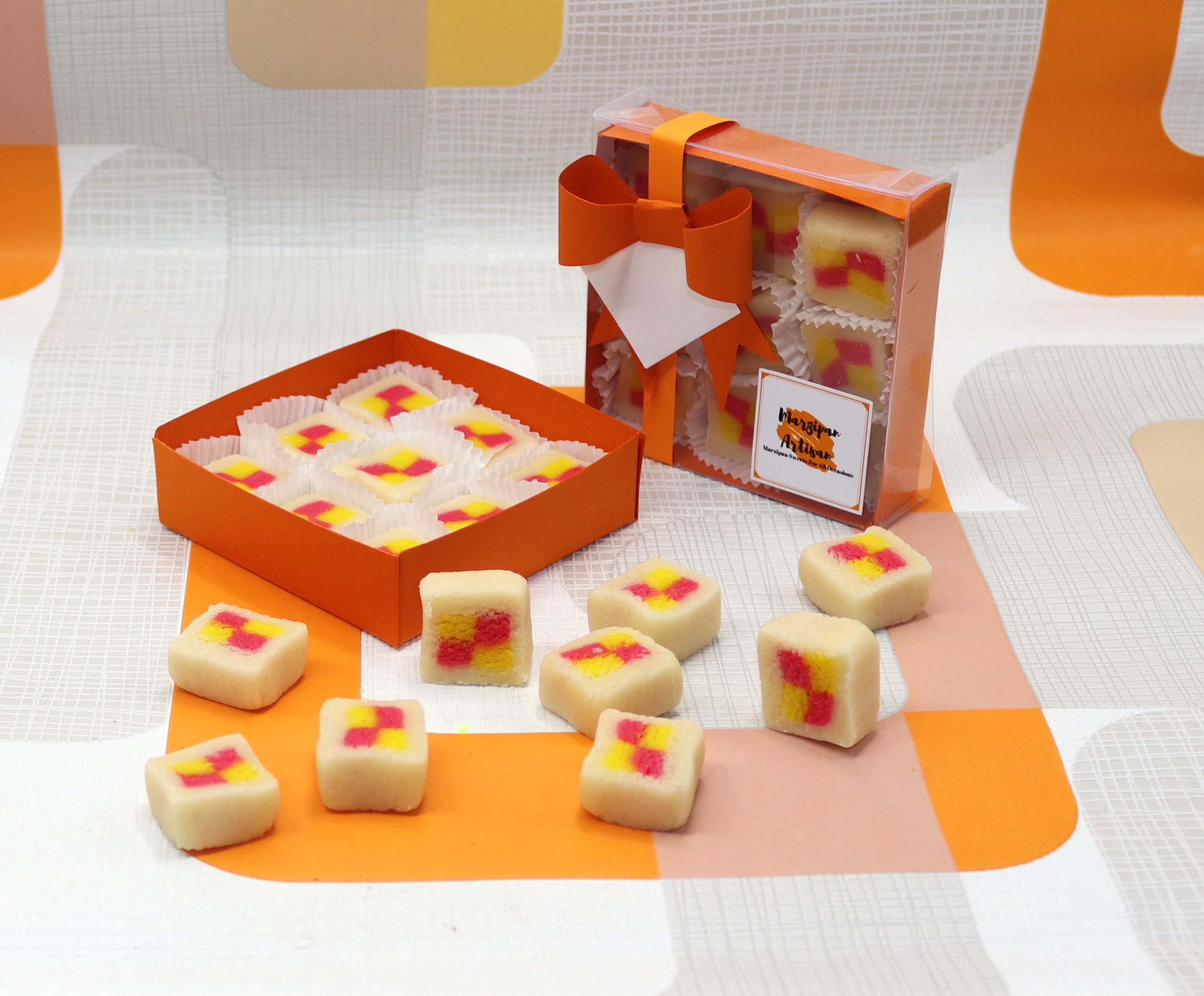 Marzipan Battenberg Bites Box of 9 Novelty British Battenburg Cakes ...