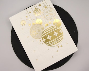 Christmas Advent Calendar White & Gold Baubles 24 Handmade Marzipan Sweets
