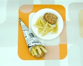 Marzipan Fish & Chips, Edible British Novelty Funny Gift Cake Topper