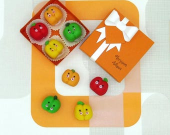 Marzipan Kawaii Mixed Peppers Handmade Cake Topper Vegan Foodie Gift