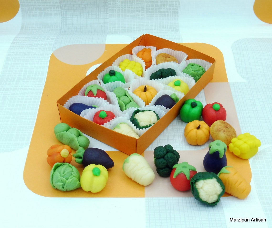 Marzipan Vegetables Box Of 15 Veg Novelty Food Lovers Gift Etsy