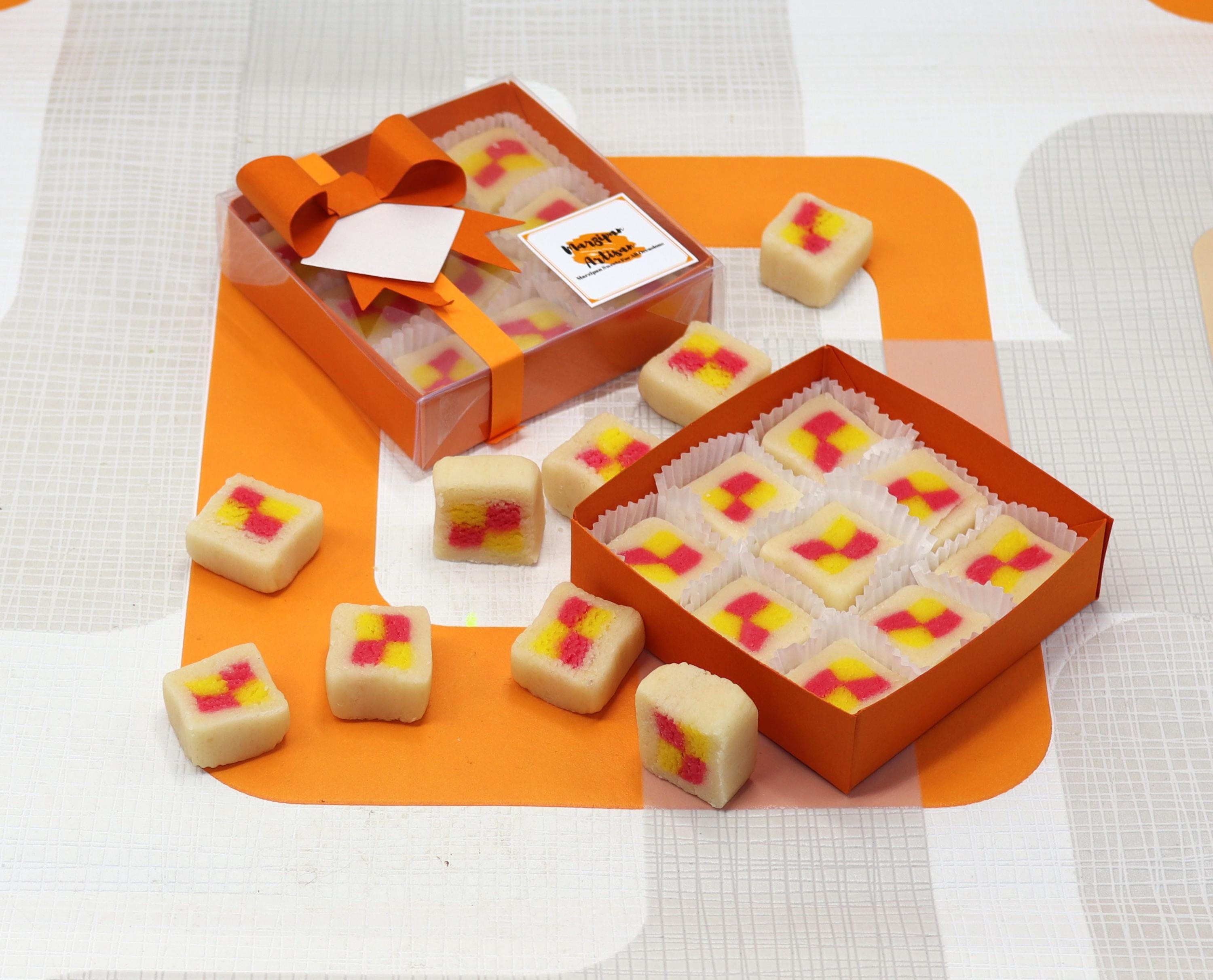 Marzipan Battenberg Bites Box of 9 Novelty British Battenburg Cakes ...