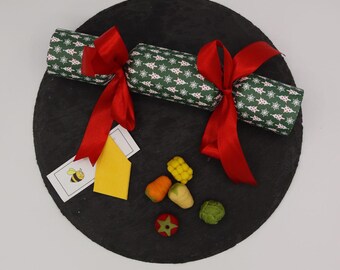 Dark Green White Christmas Tree Design - Marzipan Sweet Filled Christmas Crackers - Pulling Crackers - Fill Your Own