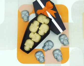 Coffin Full Of Marzipan Skulls Spooky Edible Gift Halloween Candy