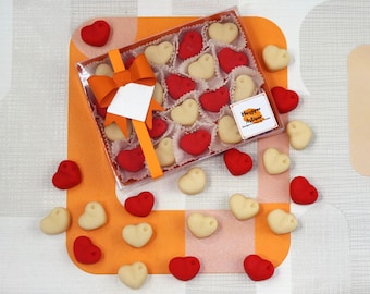 Marzipan Valentine Hearts Vegan Foodie Valentines Day Lovers Gift Box Of 20