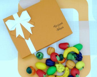 Marzipan Fruits Box Of 20 - Marzipan Gift for Foodies Cake Topper Decoration
