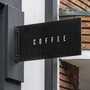 Stylish coffee sign / INDUSTRIAL signboard  Business logo  image 1