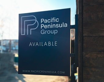 Custom Blade Sign: Double-Sided Wall Mounted Business Sign with Iron Holder