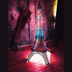6,5ft shiny Eiffel Tower with smart LED and remote control! Dancing Eiffel Tower statue 8,5 ft. Christmas decor / Christmas gift